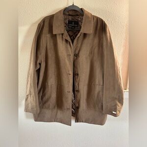 London Fog All Weather Suede Button Up Jacket Oversized Womens L